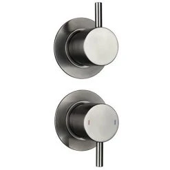 Arezzo Gunmetal Grey Concealed Individual Stop Tap + Thermostatic Control Valve with Wall Mounted Shower Head 8 Arezzo Gunmetal Grey Concealed Individual Stop Tap + Thermostatic Control Valve with Wall Mounted Shower Head -ShowerLux Shop ARZGM ISV PK3 d1 460