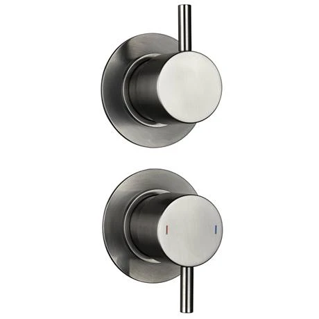 Arezzo Gunmetal Grey Concealed Individual Stop Tap + Thermostatic Control Valve with Wall Mounted Shower Head 4 Arezzo Gunmetal Grey Concealed Individual Stop Tap + Thermostatic Control Valve with Wall Mounted Shower Head - Image 2