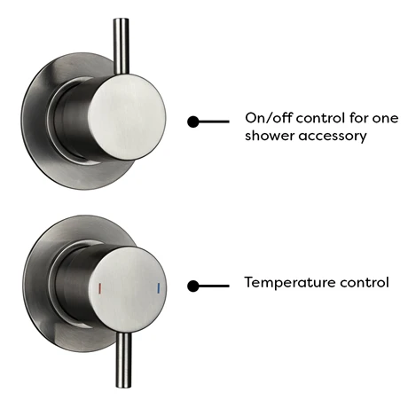 Arezzo Gunmetal Grey Concealed Individual Stop Tap + Thermostatic Control Valve with Wall Mounted Shower Head 7 Arezzo Gunmetal Grey Concealed Individual Stop Tap + Thermostatic Control Valve with Wall Mounted Shower Head - Image 5