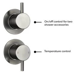 Arezzo Gunmetal Grey Concealed Individual Diverter + Thermostatic Control Valve with Handset + Wall Mounted Shower Head -ShowerLux Shop ARZGM ISV PK4 n d5 460