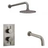 Arezzo Gunmetal Grey Shower Set (Fixed Round Shower Head + Bath Spout) 2 Arezzo Gunmetal Grey Shower Set (Fixed Round Shower Head + Bath Spout) -ShowerLux Shop ARZGM4 p