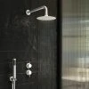 Arezzo Matt White Concealed Individual Diverter + Thermostatic Control Valve with Handset + Wall Mounted Shower Head -ShowerLux Shop ARZMW ISV PK4 p