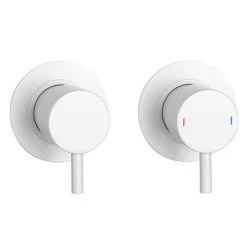 Arezzo Matt White Concealed Individual Diverter + Thermostatic Control Valve with Handset + Wall Mounted Shower Head -ShowerLux Shop ARZMW ISV PK4 d3 460