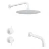 Arezzo Matt White Shower Set (Fixed Round Shower Head + Bath Spout) -ShowerLux Shop ARZMW4 P