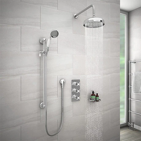 Astoria Traditional Concealed Shower Valve incl. 8" Head with Arm & Slider Rail 3 Astoria Traditional Concealed Shower Valve incl. 8" Head with Arm & Slider Rail