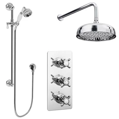 Astoria Traditional Concealed Shower Valve incl. 8" Head with Arm & Slider Rail 4 Astoria Traditional Concealed Shower Valve incl. 8" Head with Arm & Slider Rail - Image 2