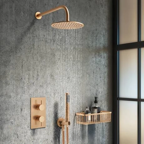 Arezzo Brushed Bronze Round Modern Twin Concealed Shower Valve with Diverter 4 Arezzo Brushed Bronze Round Modern Twin Concealed Shower Valve with Diverter - Image 2