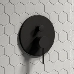 Arezzo Matt Black Round Concealed Manual Shower Valve with Diverter 10 Arezzo Matt Black Round Concealed Manual Shower Valve with Diverter -ShowerLux Shop AZ MSVD d3 460