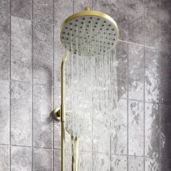 Arezzo Round Thermostatic Shower - Brushed Brass 7 Arezzo Round Thermostatic Shower - Brushed Brass -ShowerLux Shop AZBBRD3 n d2 460