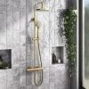 Arezzo Round Thermostatic Shower - Brushed Brass 2 Arezzo Round Thermostatic Shower - Brushed Brass -ShowerLux Shop AZBBRD3 n p
