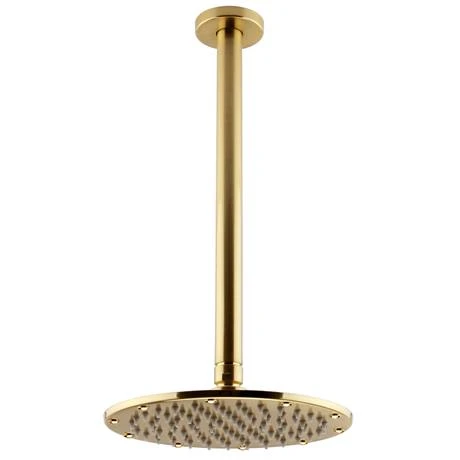Arezzo Brushed Brass Round Thermostatic Shower Pack with Ceiling Mounted Head + Handset 5 Arezzo Brushed Brass Round Thermostatic Shower Pack with Ceiling Mounted Head + Handset - Image 3