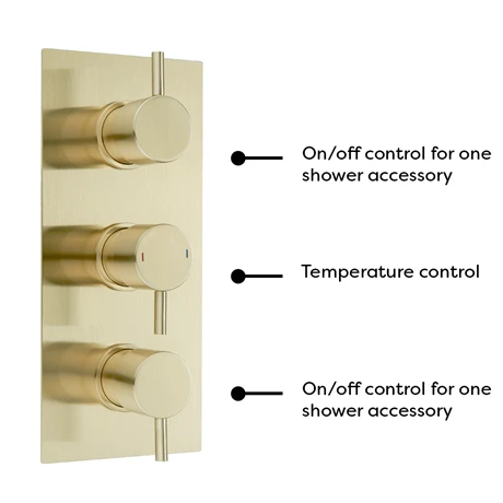 Arezzo Brushed Brass Round Thermostatic Shower Pack with Ceiling Mounted Head + Handset 6 Arezzo Brushed Brass Round Thermostatic Shower Pack with Ceiling Mounted Head + Handset - Image 4