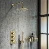 Arezzo Brushed Brass Round Thermostatic Shower Pack with Wall Mounted Head + Handset 1 Arezzo Brushed Brass Round Thermostatic Shower Pack with Wall Mounted Head + Handset -ShowerLux Shop AZBBSPK4 n p