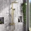 Arezzo Square Thermostatic Shower - Brushed Brass 1 Arezzo Square Thermostatic Shower - Brushed Brass -ShowerLux Shop AZBBSQ2 prod