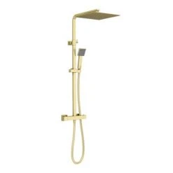 Arezzo Modern Square Thermostatic Shower (300 x 300mm Head - Brushed Brass) -ShowerLux Shop AZBBSQ3 detail02 460
