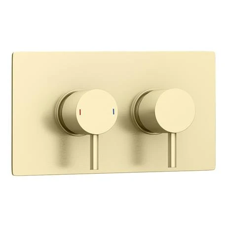 Arezzo Brushed Brass Round Modern Twin Concealed Shower Valve 8 Arezzo Brushed Brass Round Modern Twin Concealed Shower Valve - Image 6