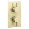 Arezzo Brushed Brass Round Modern Twin Concealed Shower Valve with Diverter -ShowerLux Shop AZBBSVD n p