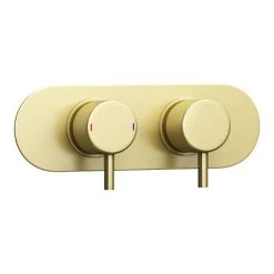 Arezzo Brushed Brass Round Twin Concealed Shower Valve w. Diverter + Oval Faceplate -ShowerLux Shop AZBBSVDR D4 460