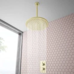 Arezzo Brushed Brass Round Modern Twin Concealed Shower Valve 11 Arezzo Brushed Brass Round Modern Twin Concealed Shower Valve -ShowerLux Shop AZBBSV d6 460