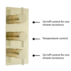 Arezzo Brushed Brass Round Modern Triple Concealed Shower Valve -ShowerLux Shop AZBBTSV new d5 460
