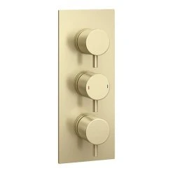Arezzo Brushed Brass Round Modern Triple Concealed Shower Valve
