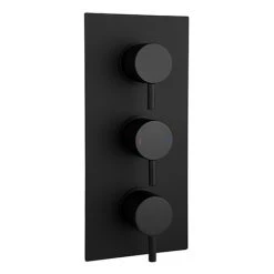 Arezzo Round Triple Concealed Thermostatic Shower Valve with Diverter - Matt Black