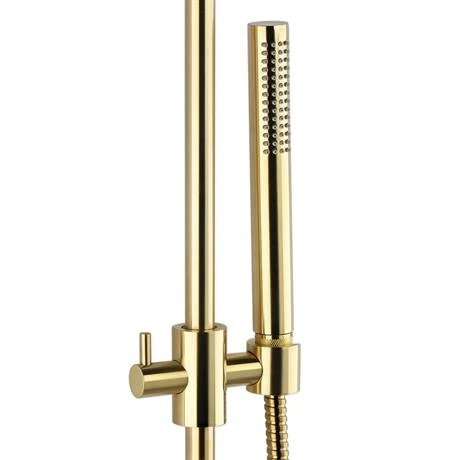 Arezzo Brushed Brass Round Bar Shower Valve incl. Slide Rail Kit with Pencil Handset 6 Arezzo Brushed Brass Round Bar Shower Valve incl. Slide Rail Kit with Pencil Handset - Image 4