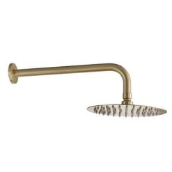 Arezzo Fluted Brushed Brass Round Thermostatic Shower Pack with Head + Handset 10 Arezzo Fluted Brushed Brass Round Thermostatic Shower Pack with Head + Handset -ShowerLux Shop AZFR2BBPK d2a 460