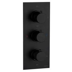 Arezzo Fluted Matt Black Round Thermostatic Shower Pack with Head + Handset -ShowerLux Shop AZFR4MBPK D1 460