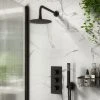 Arezzo Fluted Matt Black Round Thermostatic Shower Pack with Head + Handset -ShowerLux Shop AZFR4MBPK P