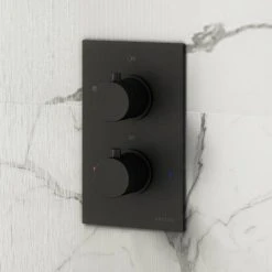 Arezzo Fluted Round Modern Twin Concealed Shower Valve - Matt Black 10 Arezzo Fluted Round Modern Twin Concealed Shower Valve - Matt Black -ShowerLux Shop AZFRV1MB d4 460