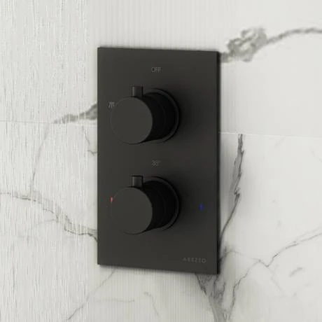Arezzo Fluted Round Modern Twin Concealed Shower Valve - Matt Black 5 Arezzo Fluted Round Modern Twin Concealed Shower Valve - Matt Black - Image 3