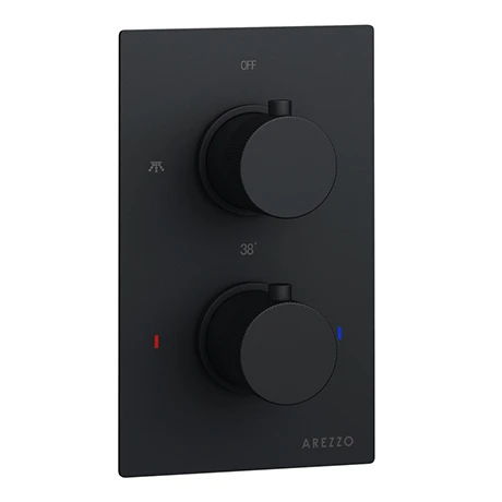 Arezzo Fluted Round Modern Twin Concealed Shower Valve - Matt Black 3 Arezzo Fluted Round Modern Twin Concealed Shower Valve - Matt Black