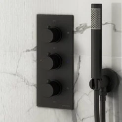 Arezzo Fluted Round Modern Triple Concealed Shower Valve - Matt Black 12 Arezzo Fluted Round Modern Triple Concealed Shower Valve - Matt Black -ShowerLux Shop AZFRV2MB d6 460