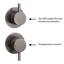 Arezzo Brushed Gunmetal Grey Concealed Individual Diverter + Thermostatic Control Shower Valve -ShowerLux Shop AZGM39 n d4 460
