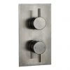 Arezzo Brushed Gunmetal Grey Round Modern Twin Concealed Shower Valve with Diverter -ShowerLux Shop AZGMSVD p