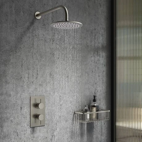Arezzo Brushed Gunmetal Grey Round Modern Twin Concealed Shower Valve 5 Arezzo Brushed Gunmetal Grey Round Modern Twin Concealed Shower Valve - Image 3