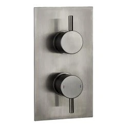 Arezzo Brushed Gunmetal Grey Round Modern Twin Concealed Shower Valve