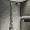 Arezzo Chrome Industrial Style Rigid Riser Kit with Diverter + Dual Exposed Shower Valve -ShowerLux Shop AZISDUALERR p