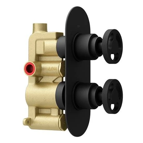 Arezzo Matt Black Industrial Style Round Modern Twin Concealed Shower Valve 7 Arezzo Matt Black Industrial Style Round Modern Twin Concealed Shower Valve - Image 5