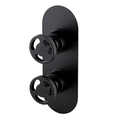 Arezzo Matt Black Industrial Style Round Modern Twin Concealed Shower Valve 3 Arezzo Matt Black Industrial Style Round Modern Twin Concealed Shower Valve