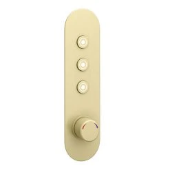 Arezzo Brushed Brass Industrial Style Push Button Shower Valve (3 Outlets)