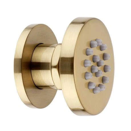 Arezzo Brushed Brass Industrial Style Push Button Shower Valve with Diverter, Handset, Fixed Shower Head + 4 Body Jets 7 Arezzo Brushed Brass Industrial Style Push Button Shower Valve with Diverter, Handset, Fixed Shower Head + 4 Body Jets - Image 5