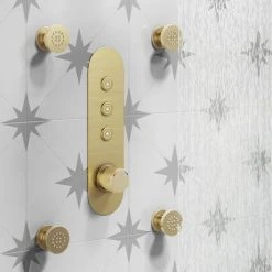Arezzo Brushed Brass Industrial Style Push Button Shower Valve (3 Outlets) 11 Arezzo Brushed Brass Industrial Style Push Button Shower Valve (3 Outlets) -ShowerLux Shop AZPB03RBB d5 460