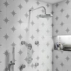 Arezzo Chrome Industrial Style Push Button Shower Valve (3 Outlets) -ShowerLux Shop AZPB03RCH d4 460