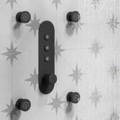 Arezzo Matt Black Industrial Style Push Button Shower Valve (3 Outlets) 11 Arezzo Matt Black Industrial Style Push Button Shower Valve (3 Outlets) -ShowerLux Shop AZPB03RMB d6 460
