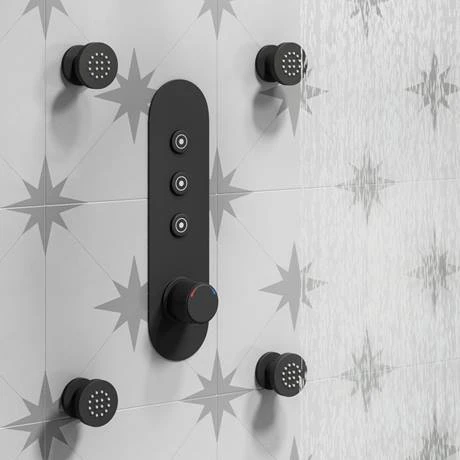 Arezzo Matt Black Industrial Style Push Button Shower Valve (3 Outlets) 7 Arezzo Matt Black Industrial Style Push Button Shower Valve (3 Outlets) - Image 5