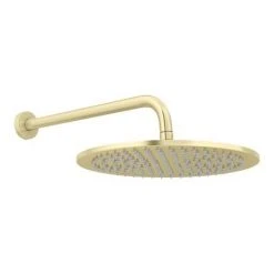 Arezzo Brushed Brass Round Push-Button Shower with 300mm Rainfall Shower Head -ShowerLux Shop AZPB1RBBPK d3 460