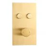 Arezzo Brushed Brass Twin Modern Round Push-Button Shower Valve with 2 Outlets -ShowerLux Shop AZPB2RBB l 670