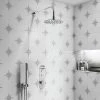 Arezzo Chrome Push-Button Shower with Handset + Rainfall Shower Head -ShowerLux Shop AZPB2RCHPK p